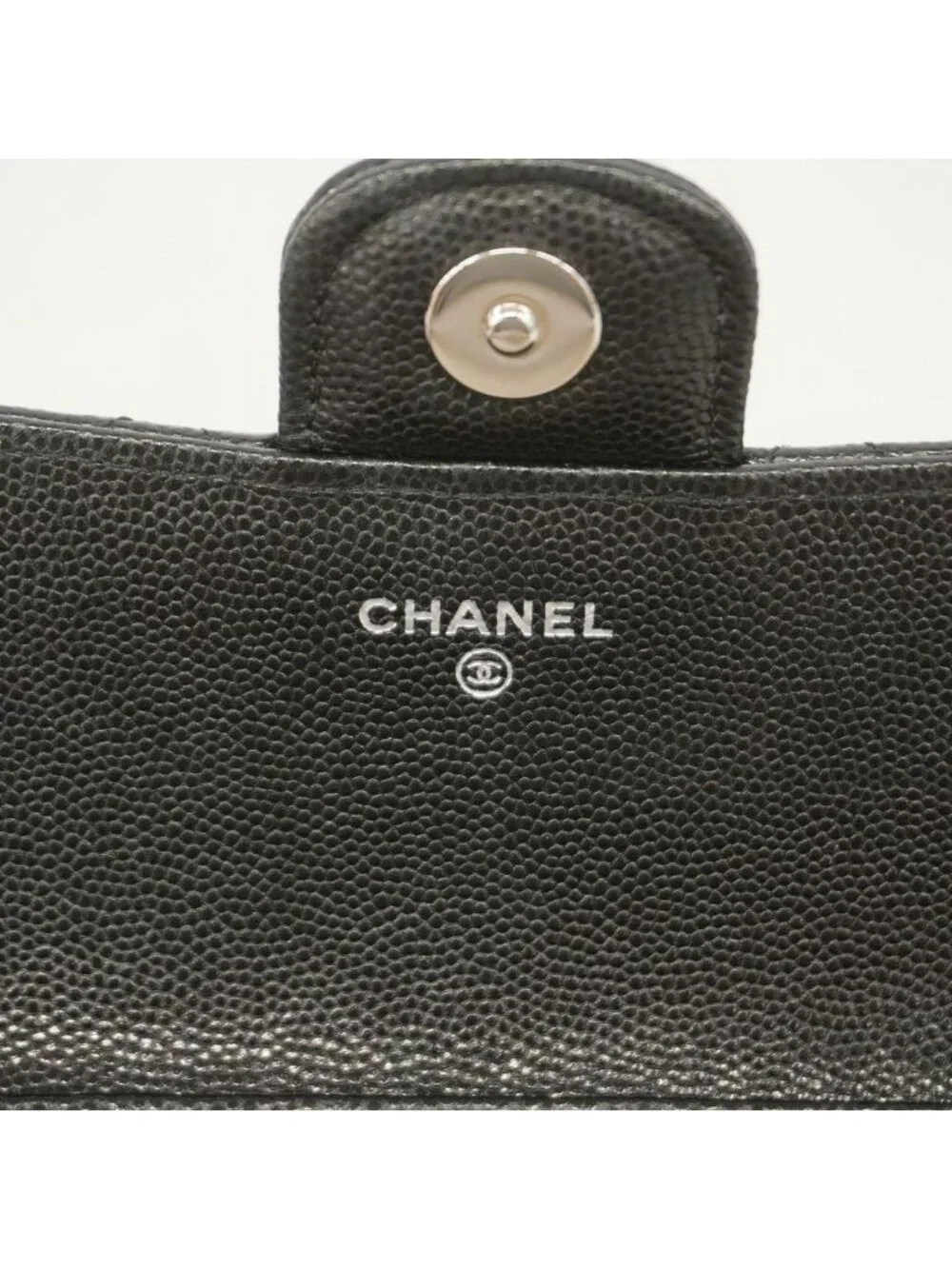 Chanel Eyewear Case Quilted Caviar Leather Black Silver